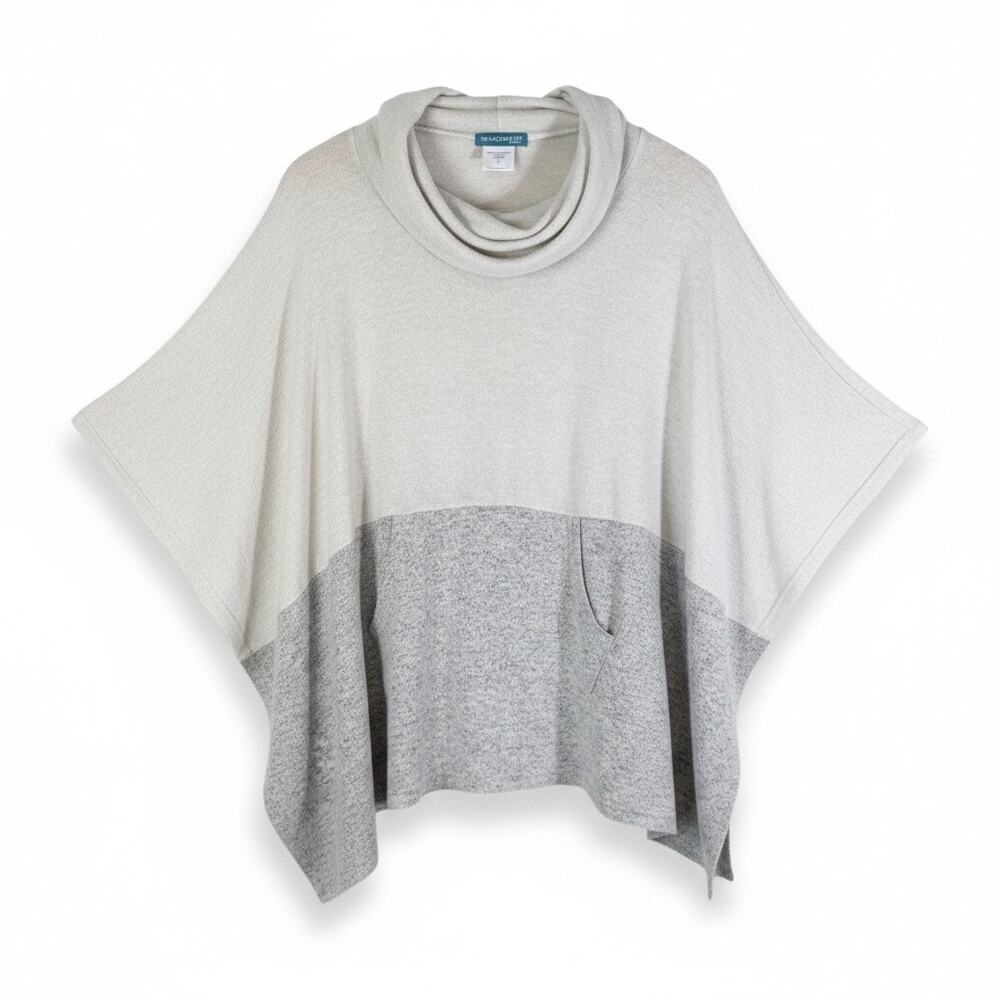 Ink + Ivy Wake & Wear Women Colorblock Poncho Gray S Cozy Core Lagenlook Comfort